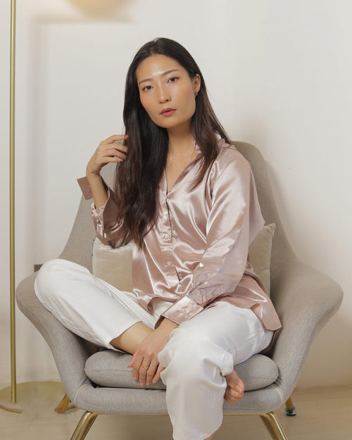 Rose Gold | Women’s Pink Silk Shirt