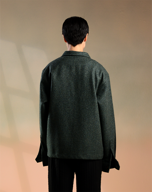 Corinthian | Forest Green Tweed Overshirt