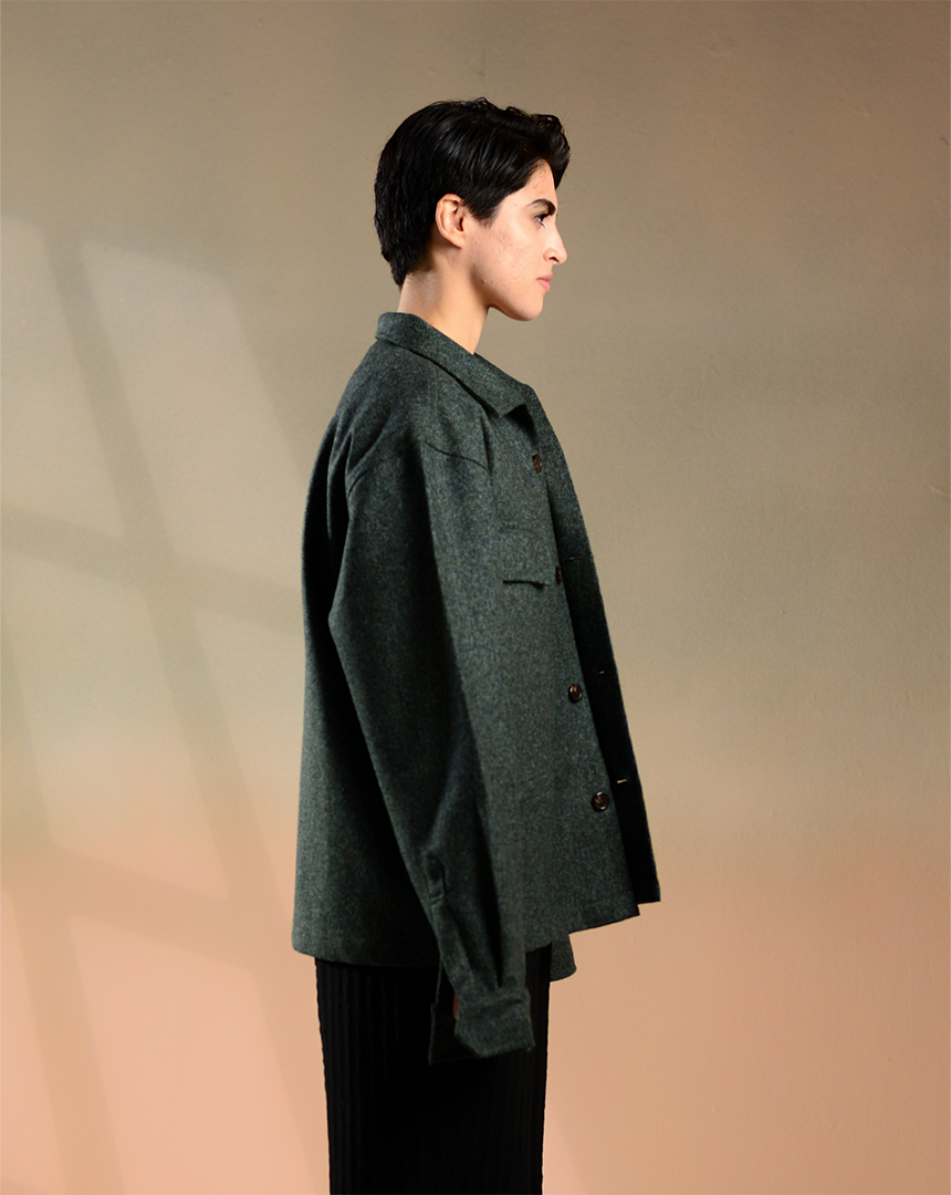 Corinthian | Forest Green Tweed Overshirt