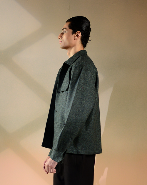 Corinthian | Forest Green Tweed Overshirt