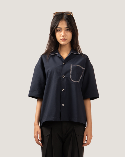 COVE | Midnight Blue Half-Sleeve Shirt