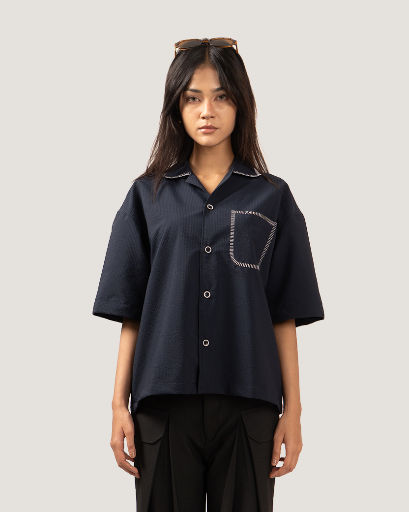 COVE | Midnight Blue Half-Sleeve Shirt