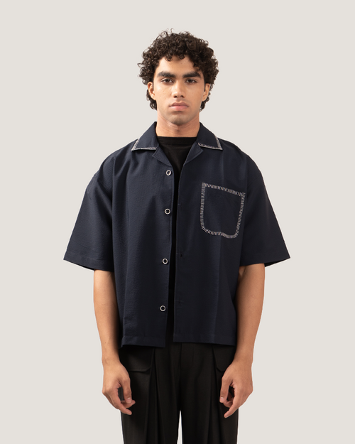 COVE | Midnight Blue Half-Sleeve Shirt