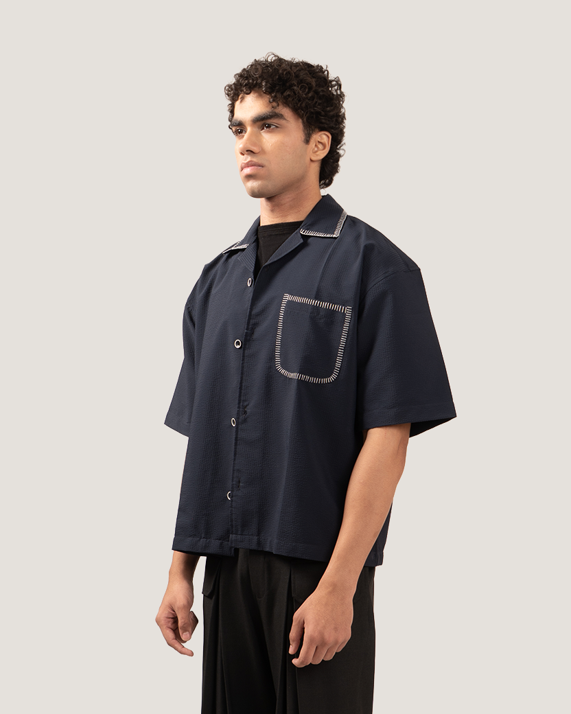 COVE | Midnight Blue Half-Sleeve Shirt
