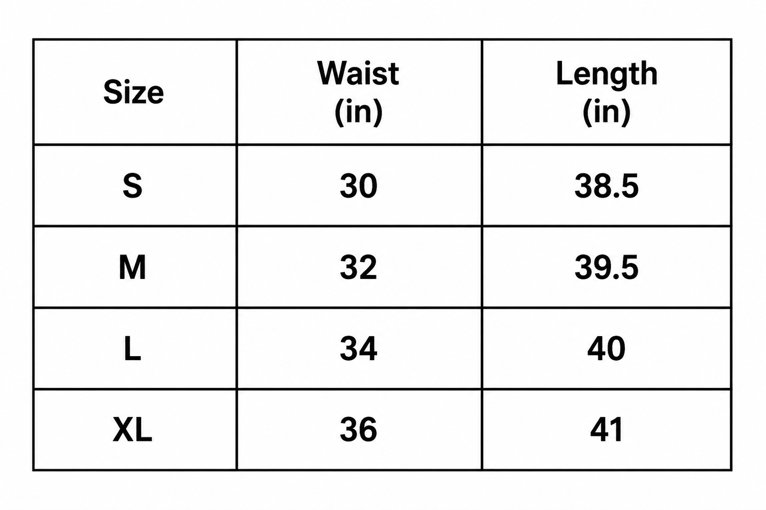 Size chart