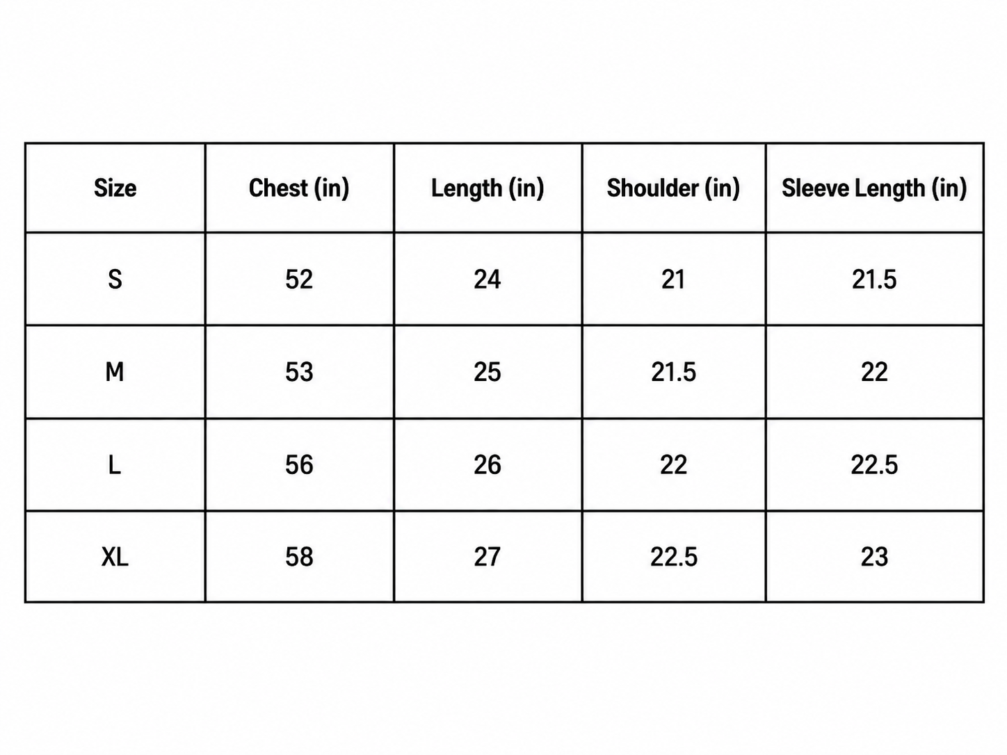 Size chart