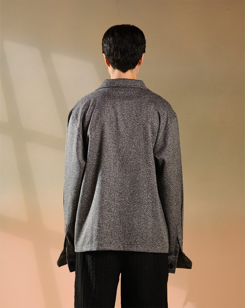 Dimos | Slate Grey Tweed Overshirt