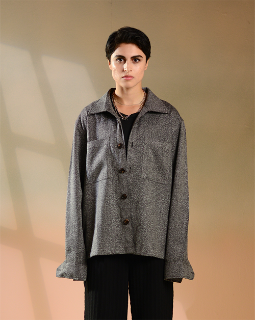 Dimos | Slate Grey Tweed Overshirt