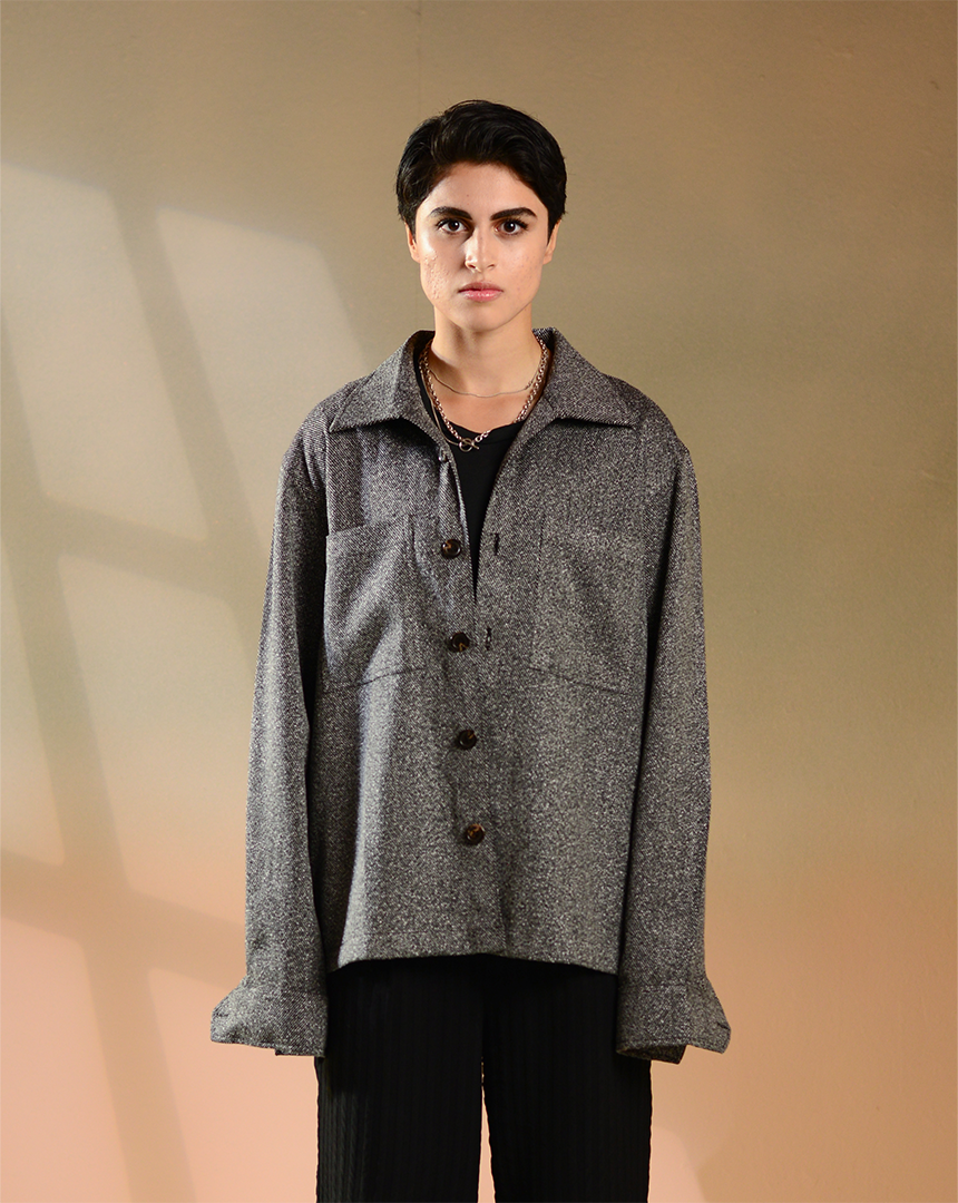 Dimos | Slate Grey Tweed Overshirt