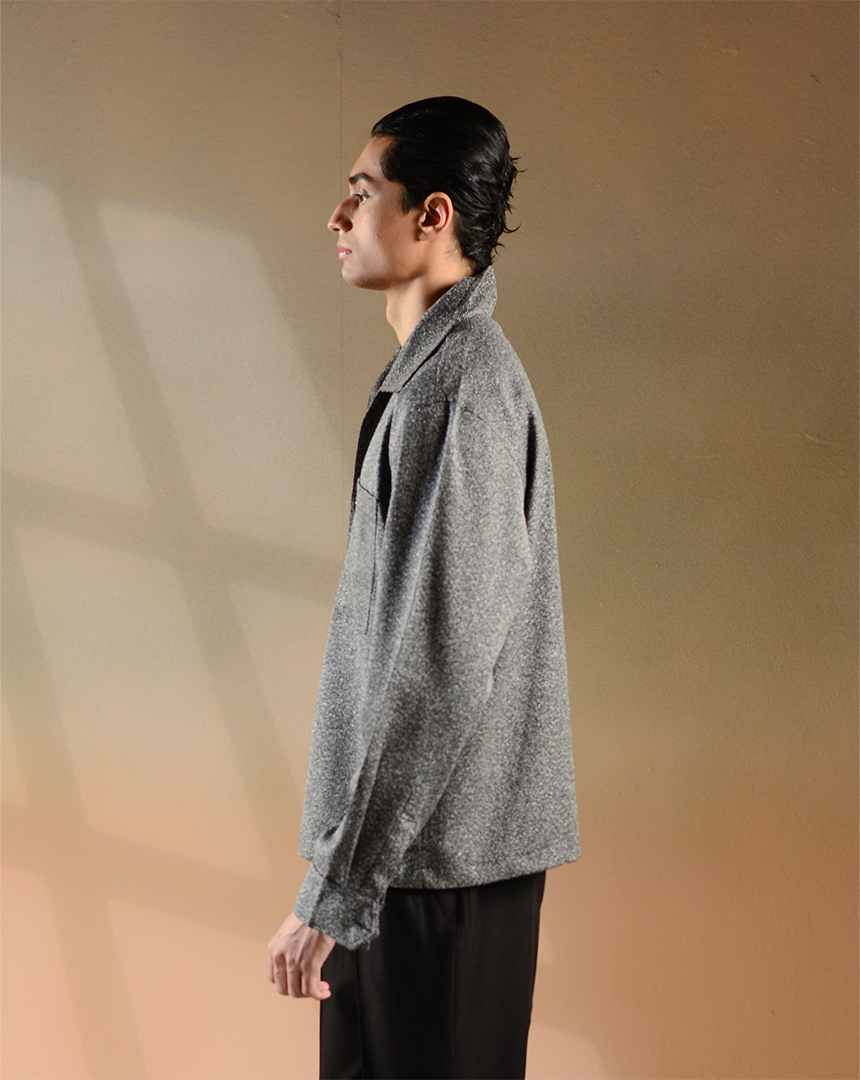 Dimos | Slate Grey Tweed Overshirt