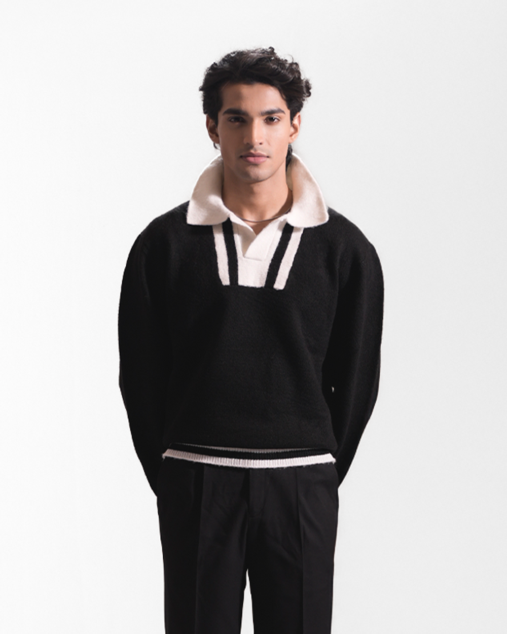 HAYDEN II | Contrast Collar Knit Sweater