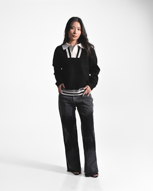 HAYDEN II | Contrast Collar Knit Sweater