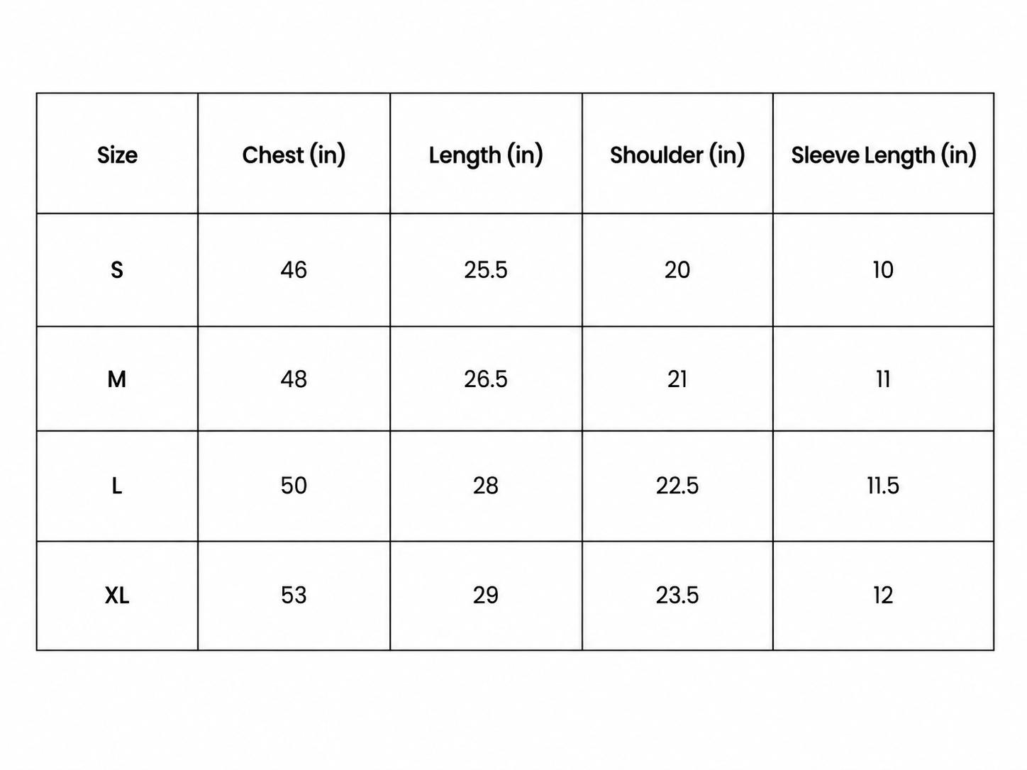 Size chart