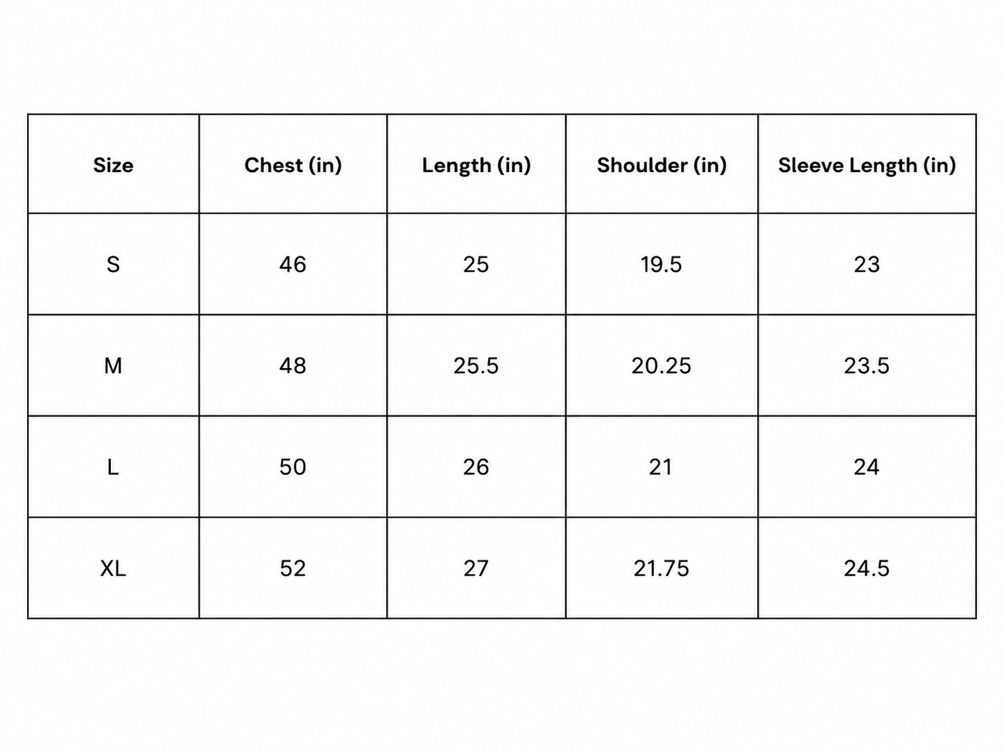 Size chart