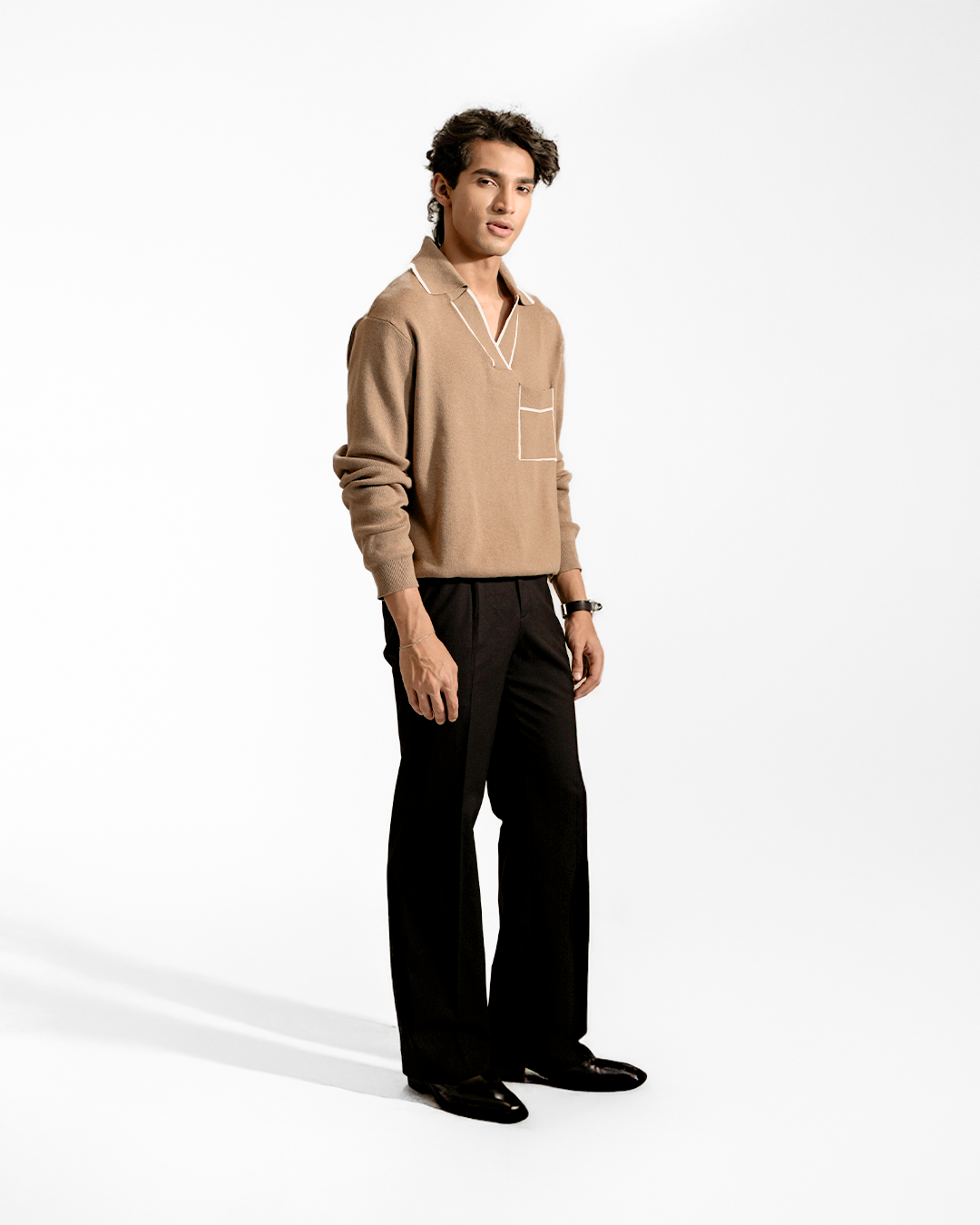 SANDLINE | Brown Contrast Knit Sweater