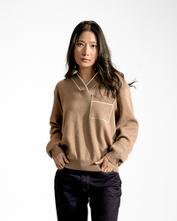 SANDLINE | Brown Contrast Knit Sweater