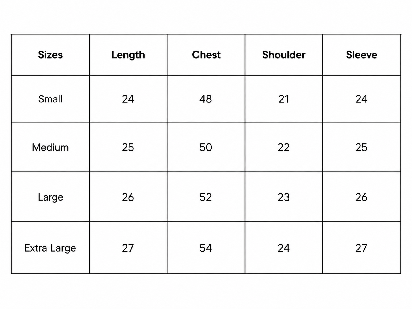 Size chart