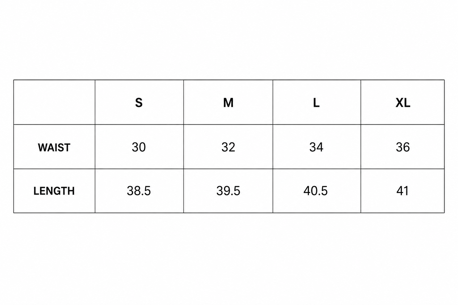 Size chart