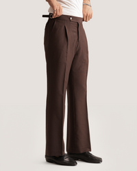 Cael | Espresso Brown Flared Pants with Side Adjusters