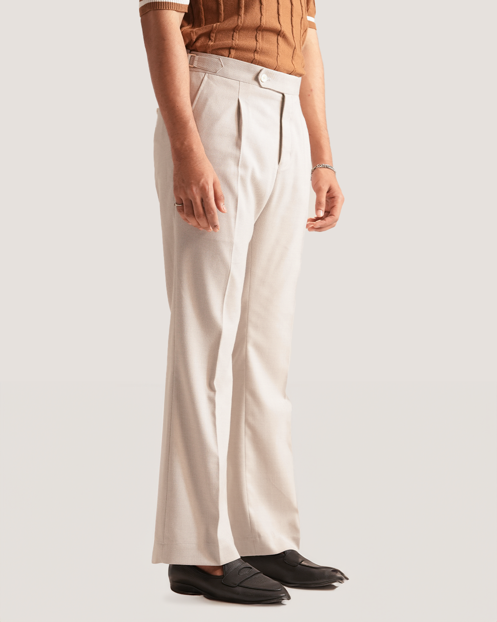 Oren | Light Cream Flared Pants with Side Adjusters