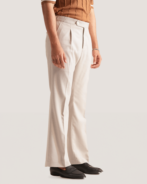 Oren | Light Cream Flared Pants with Side Adjusters