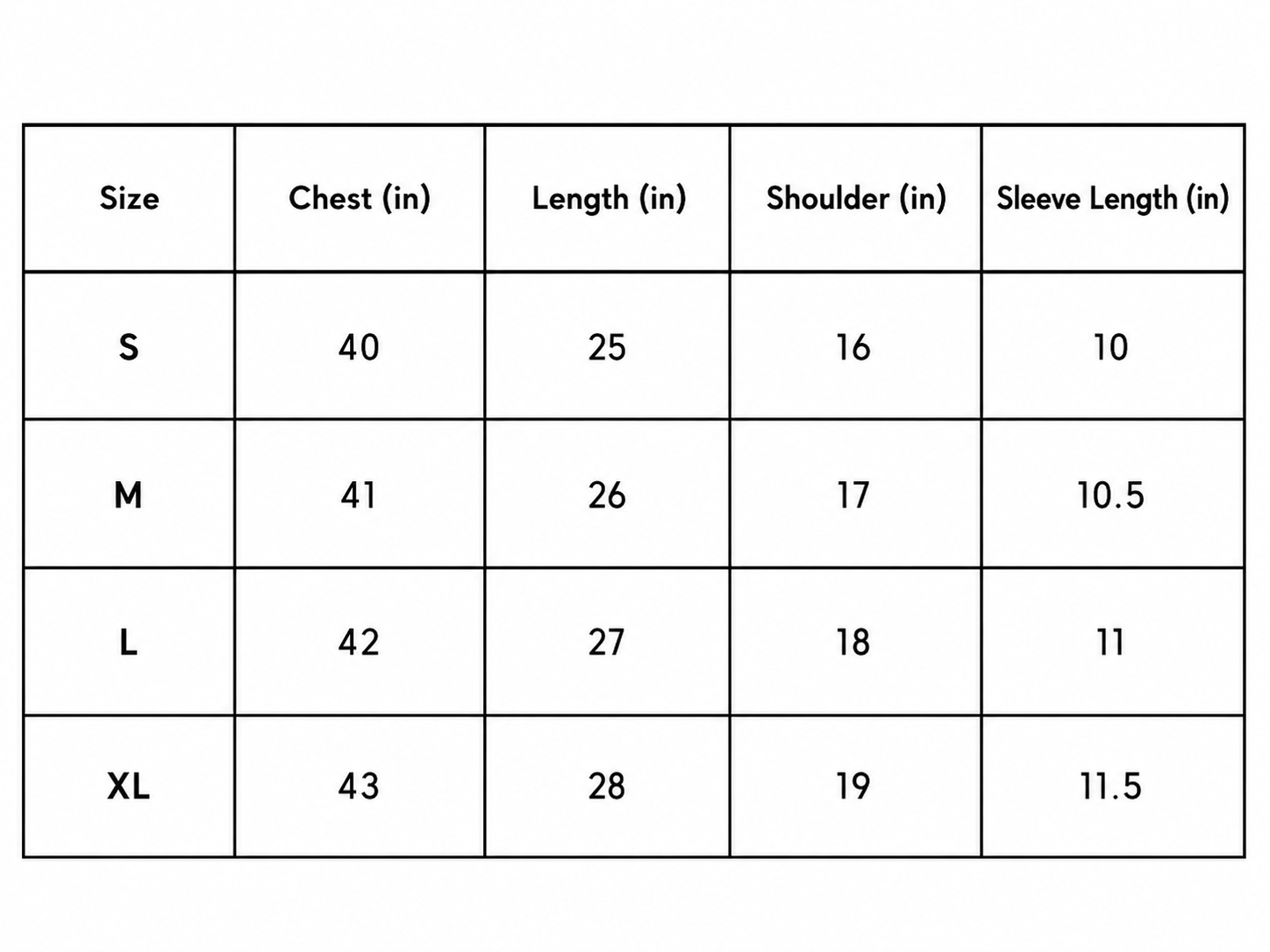 Size chart