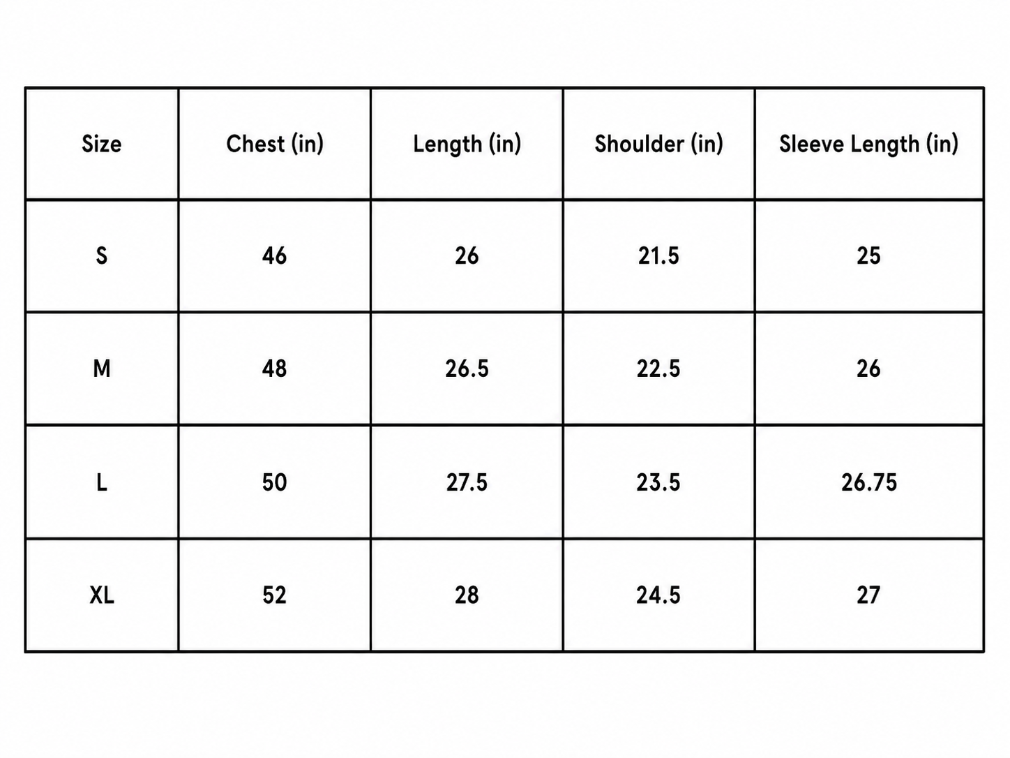 Size chart