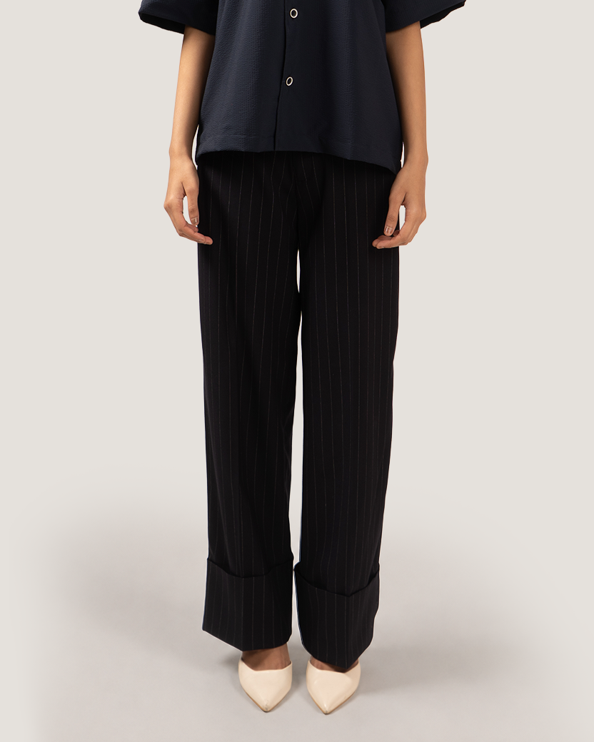 LEDGER | Marine Cuffed Pinstripe Trouser