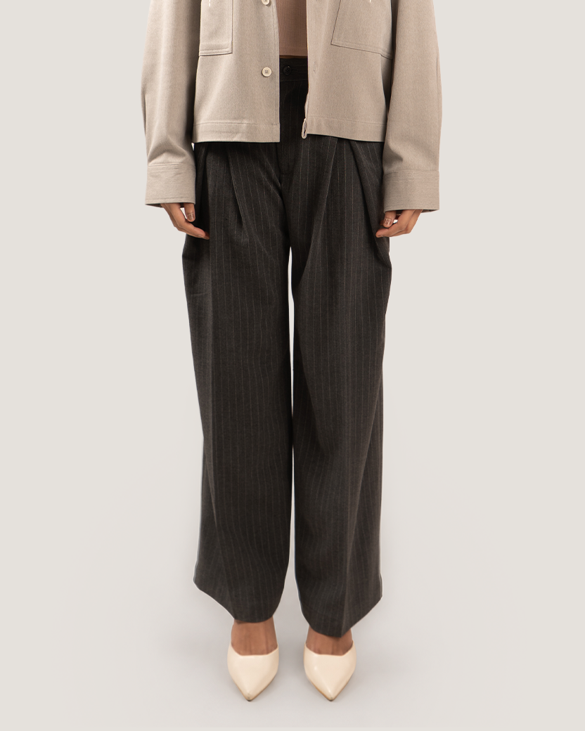 MARLOWE | Charcoal Pinstripe Formal Trouser