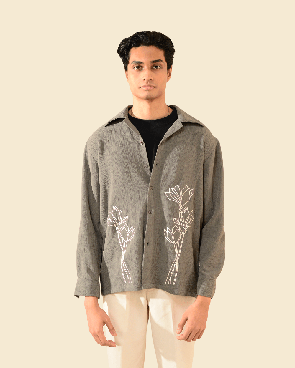 Masahru | Grey Full Sleeve Shirt