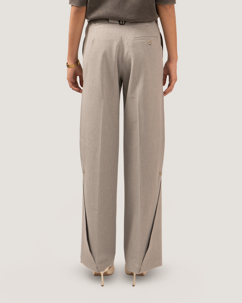 NOTCH | Grey Buttoned Side-Vent Trousers