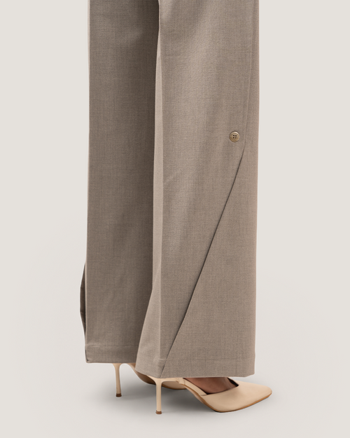 NOTCH | Grey Buttoned Side-Vent Trousers