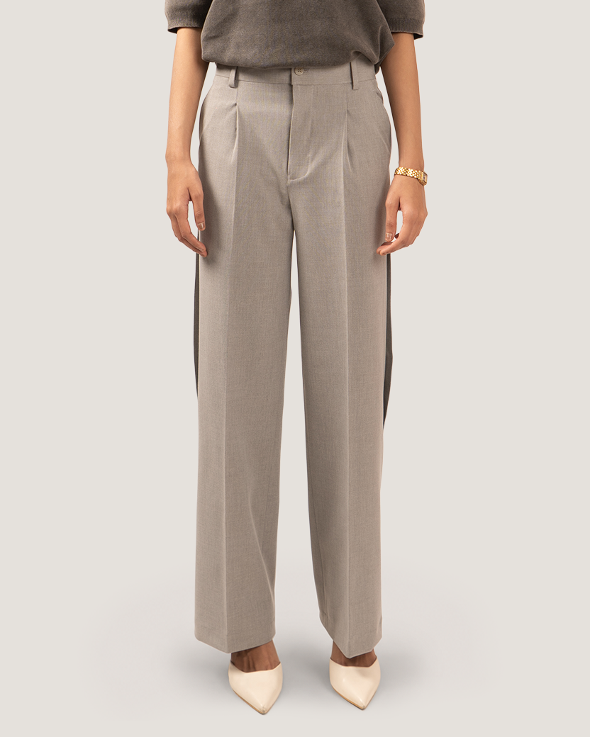 NOTCH | Grey Buttoned Side-Vent Trousers