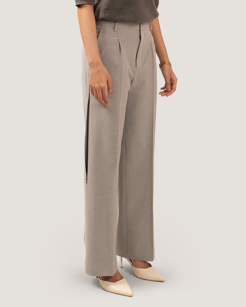 NOTCH | Grey Buttoned Side-Vent Trousers