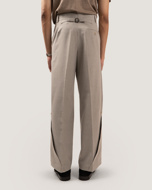 NOTCH | Grey Buttoned Side-Vent Trousers