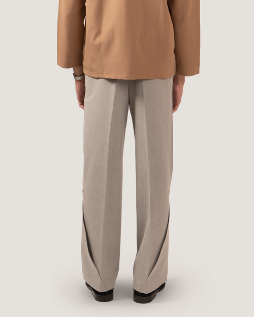 NOTCH | Grey Buttoned Side-Vent Trousers