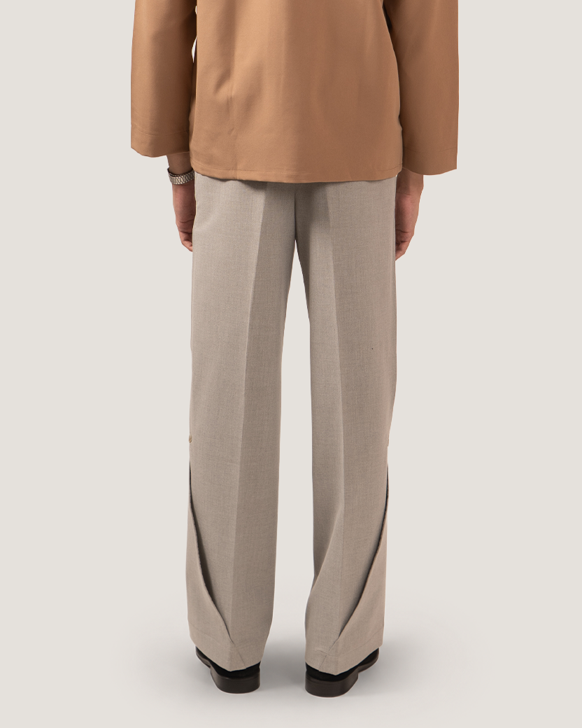 NOTCH | Grey Buttoned Side-Vent Trousers