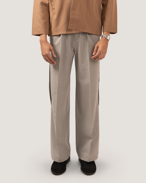 NOTCH | Grey Buttoned Side-Vent Trousers
