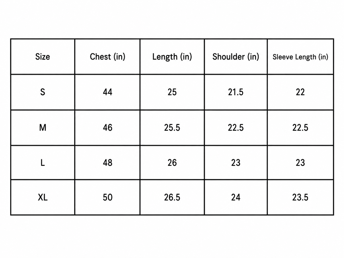 Size chart