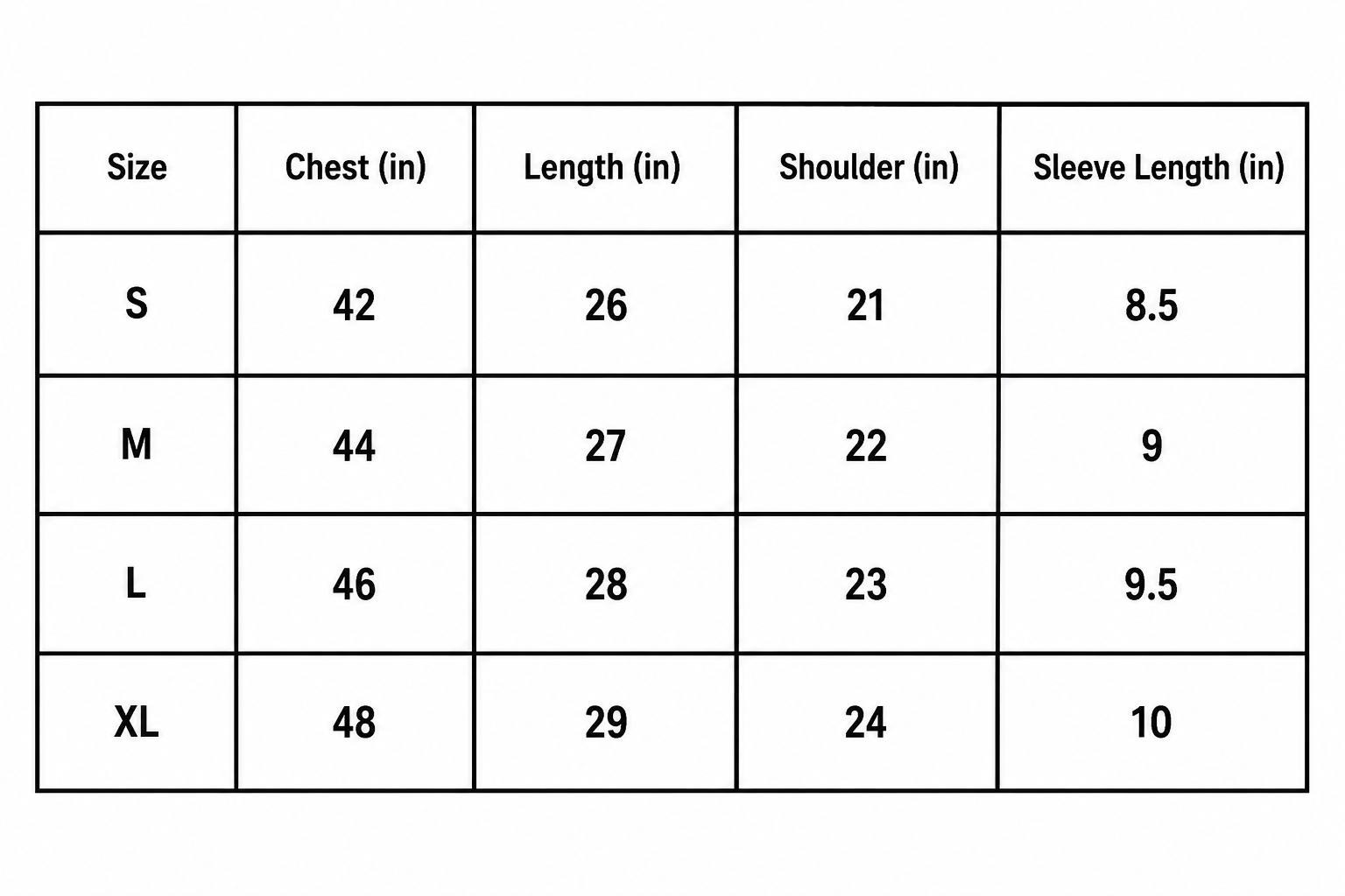 Size chart