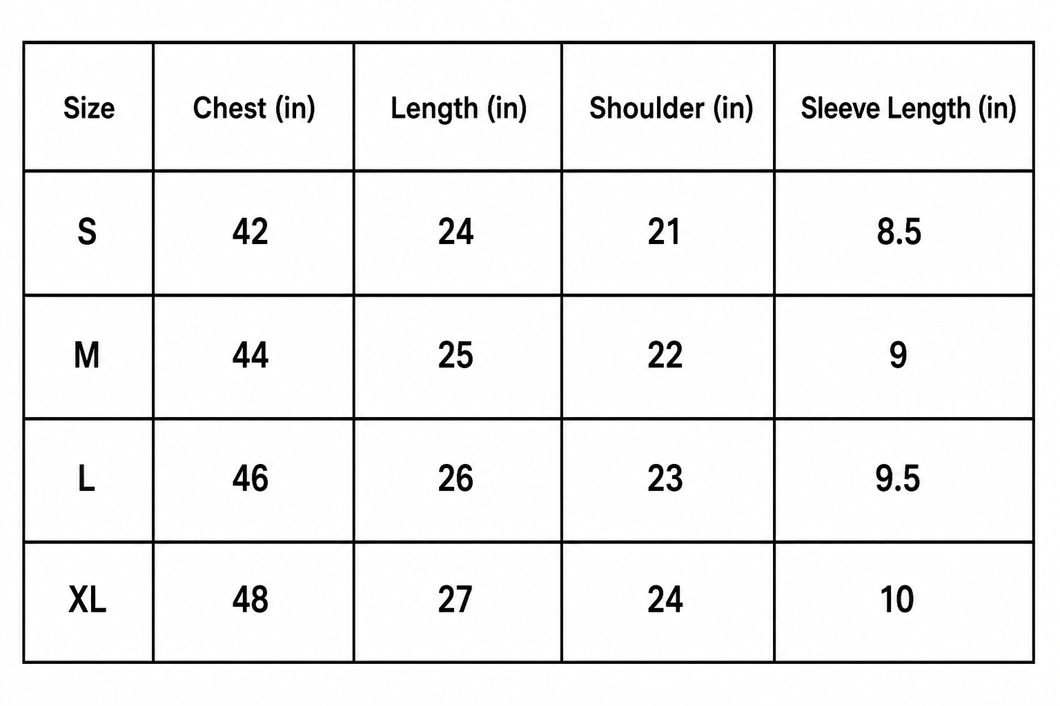 Size chart