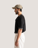 Arlen | Black Reverse knit Polo Shirt