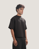 Slate | Cropped Black Scuba Tee
