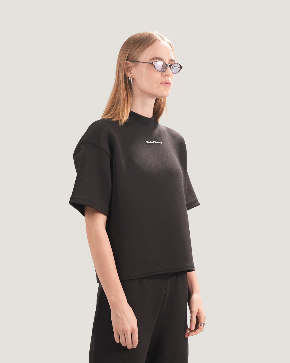Slate | Cropped Black Scuba Tee