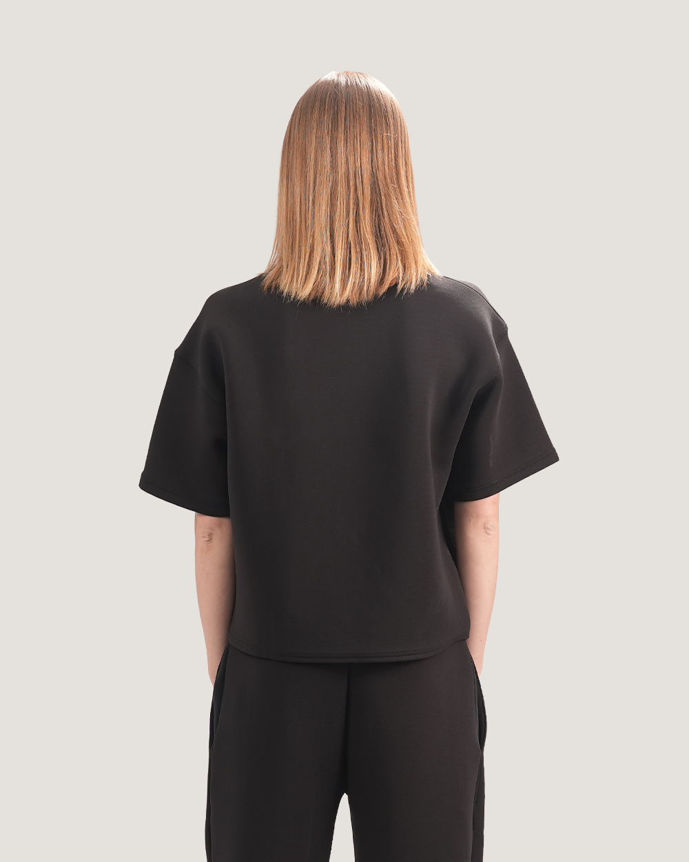 Slate | Cropped Black Scuba Tee