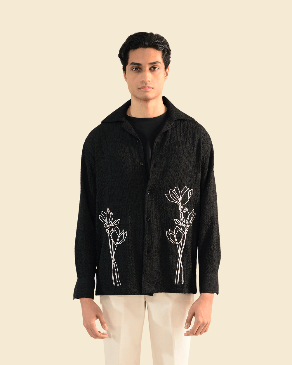 Valentio | Black Full Sleeve Shirt