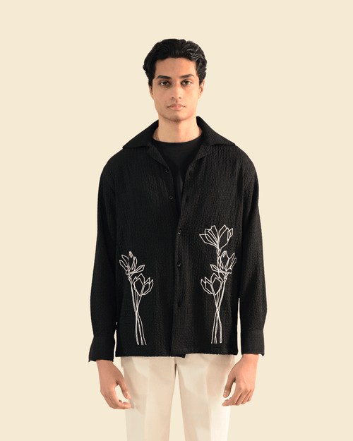 Valentio | Black Full Sleeve Shirt