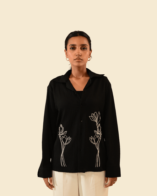 Valentio | Black Full Sleeve Shirt