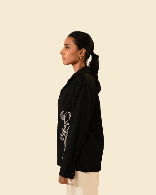 Valentio | Black Full Sleeve Shirt