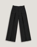 WADE | Carbon Black Wide-Leg Pleat Trouser